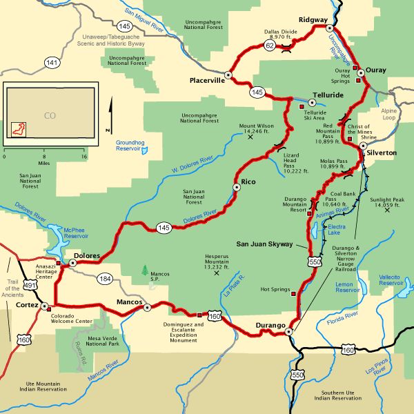 San Juan Skyway Map Image
